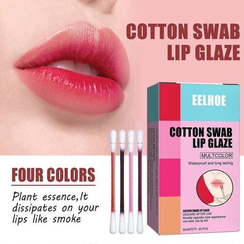 20pcs Coton-Tige Matte Box Lip Gloss Coton-Tige Portable Lip Gloss, Coton-Tige Lip Glaze, Ciggy Case Lip Brush Lip Liquid 