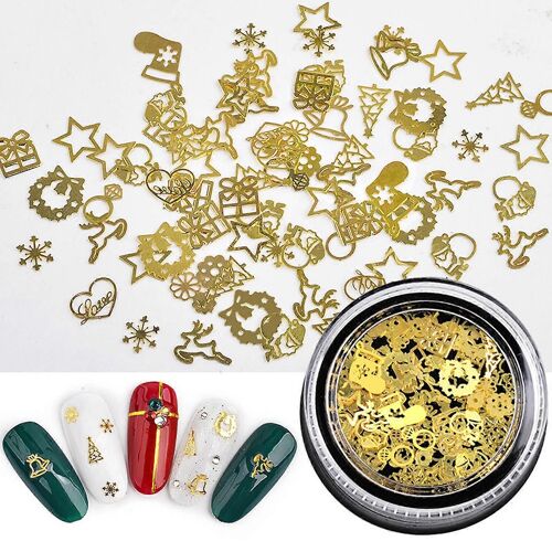 L¿Été J¿Ai Tourné Joli Noël Nail Art Ornements Creux Métal Autocollant Engrenage Or Super Mince Feuille 