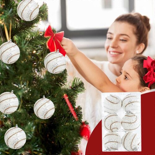 Décorations de Noël Boules de Noël Ornements pour arbre de Noël, 6Pcs Décorations d'arbre de Noël incassables, Boules suspendues d'arbre Muti-Color Noël