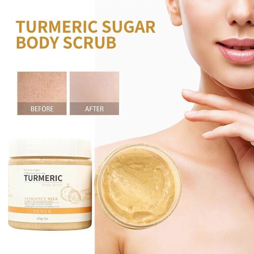 Beauty Secrets Colle À Ongles Gommage Corps Curcuma, Gommage Exfoliant Revitalisant, Gommage Corps Cellulite, Gommage Bain Hydratant Nettoyant 200g