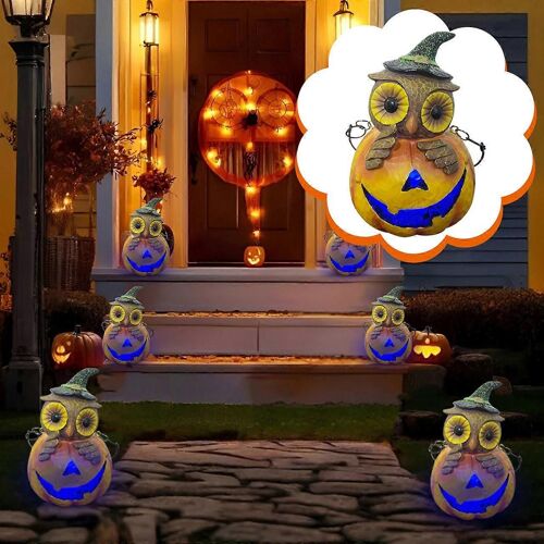 Décorations d'Halloween peint à la main hibou lanterne chandelier décoration Scène d'Halloween décoration Ornements décoratifs pour la maison avec lumières LED