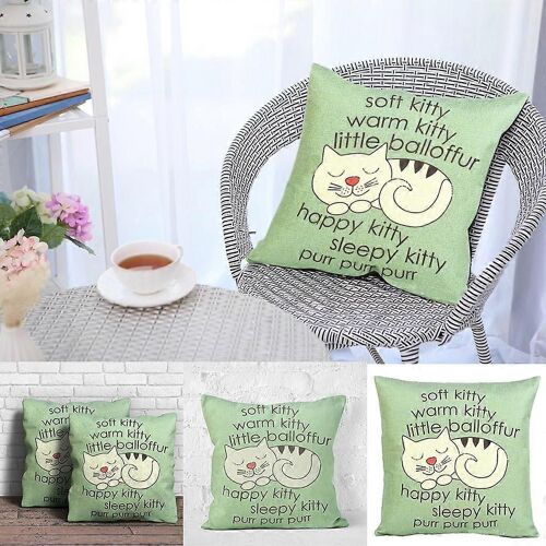 Housses de coussin Happy Sleepy Kitty Print taie d'oreiller coussins canapé cadeau décoratif 18X18Inch