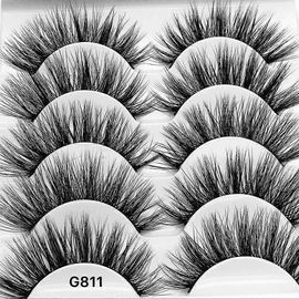 Faux Cils Naturels Imitation Vison Épais, Lot De 5 Paires, Couleur G 