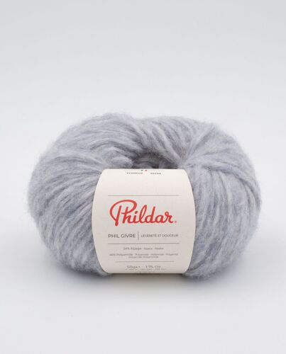 Phildar - Pelote De Laine Phil Givre De 50g - Laine ? Tricoter - 54% Alpaga,46% Polyamide - Aiguille N?6 - Couleur Flanelle