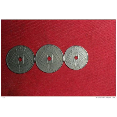 Lot De 3 Monnaies De Belgique/10 Ctmes Et 25 Ctmes(Belgique Et België) 1938