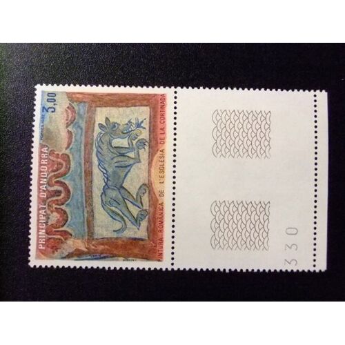 10 Andorra Francesa 1982 / Pintura Romana De La Iglesia De La Cortinada / Yvert 305 Mnh