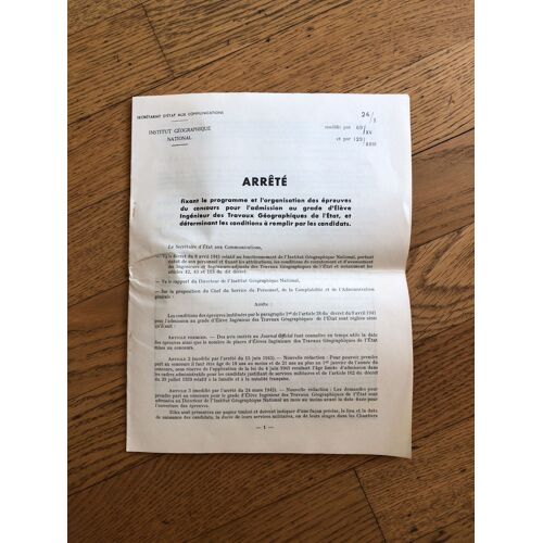 Arrêté Concours Ingénieur Ign Régime De Vichy