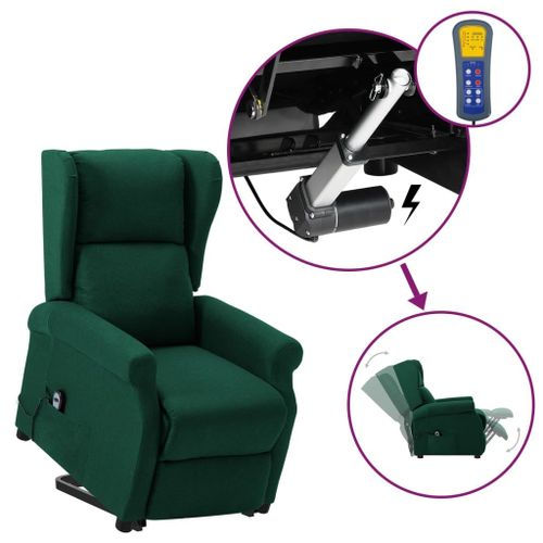Vidaxl Fauteuil Releveur Inclinable Vert Foncé Tissu