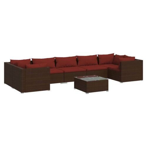 Vidaxl Salon De Jardin 8 Pcs Avec Coussins Résine Tressée Marron