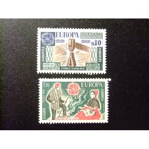 10 Andorra Francesa 1976 / Europa Cept Artesanía Andorrana / Yvert 253 / 254 Mnh