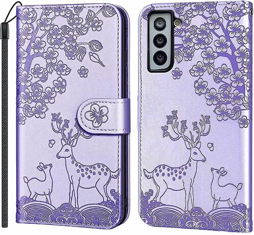 Étui fleur gaufré pour Samsung Galaxy S21 Fe.full Body Sika Deer Pattern