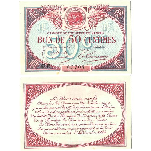 France - Billet - Chambre De Commerce De Nantes - 50 Centimes - 1918 - Neuf - Jp.088.25 - 15-141