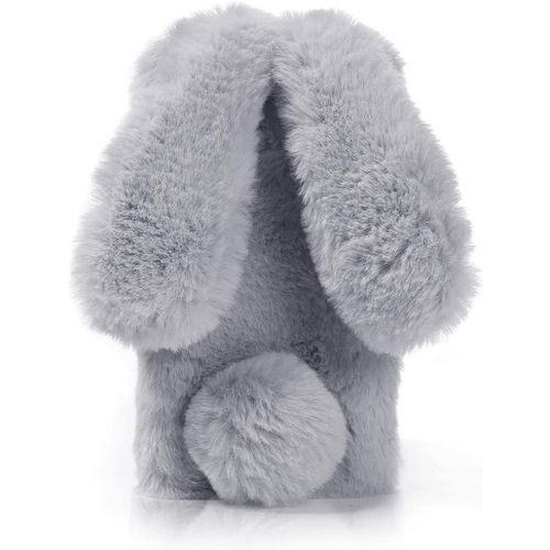 Coque Pour Iphone 14 Plus 3d Lapin Poilu Fourrure Animal Design Case Motif Dr?Le Bumper Cuir Kawaii Cover - Gris 2