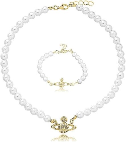 Colliers De Perles Blanches, Collier Acsergery Planet, Acsergery Crystal Rhineston Ladies Collier Cadeau
