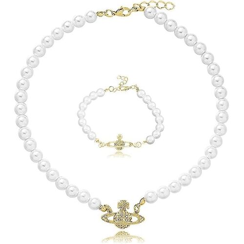 Colliers De Perles Blanches, Collier Acsergery Planet, Acsergery Crystal Rhineston Ladies Collier Cadeau
