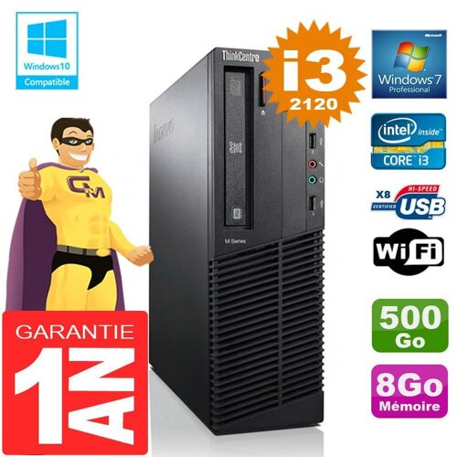PC Lenovo M92p SFF Core I3-2120 Ram 8Go Disque 500 Go Graveur DVD Wifi W7