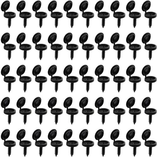 Couvertures de tête à vis à charnière en plastique, capuchons de couvercle à vis encliquetables avec 50 cadeaux d'acsergery noirs 50pcs