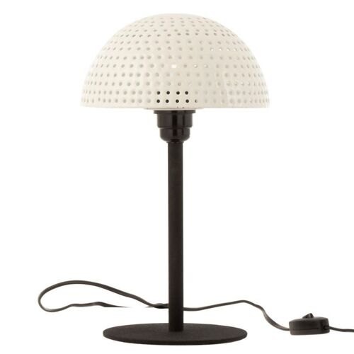 Paris Prix - Lampe À Poser "Champignon Brillant" 36cm Blanc