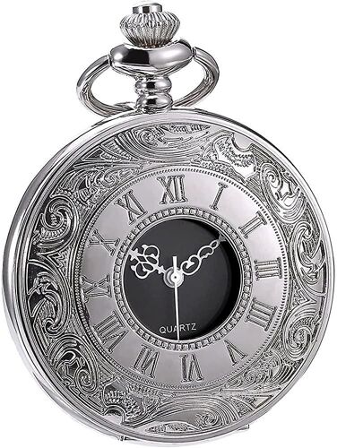 Montre De Poche À Quartz Classique Avec Échelle En Chiffres Romains Et Ceinture De Chaîne