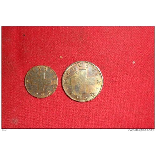 2 Monnaies De 1 Et 2 Ctmes De Suisse 1958 En Ttb.