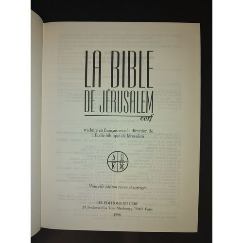 La Bible De Jérusalem, Cerf 1998