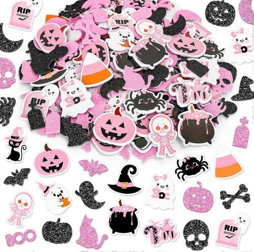 350Pcs Halloween Mousse Autocollants Glitter Rose Noir Citrouille Fantôme Araignée Chauve-souris