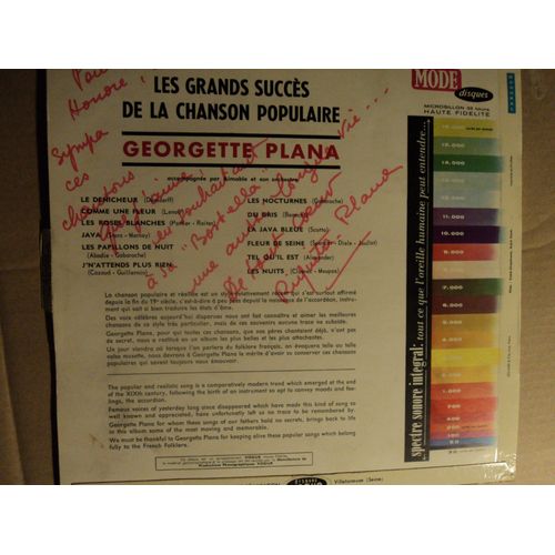 Les Grands Succes De La Chanson Populaire De Georgette Plana Dedicace