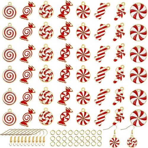 108pcs Breloques De Noël - Breloques En Émail Doré Pour La Fabrication De Bijoux