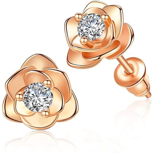 Boucles D'oreilles Flower Stud Pour Femmes, Minuscules Boucles D'oreilles Cubiques En Zircone Boucles D'oreilles Hypoallergéniques