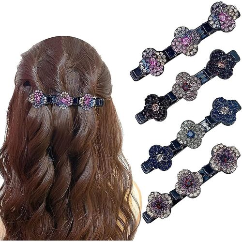 Pinces À Cheveux Tressées Pierre Cristal Scintillant - Barrettes Mignonnes Avec Strass 