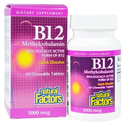 B12- Methylcobalamin- 5000 Mcg (60 Chewable Tablets) - Natural Factors 