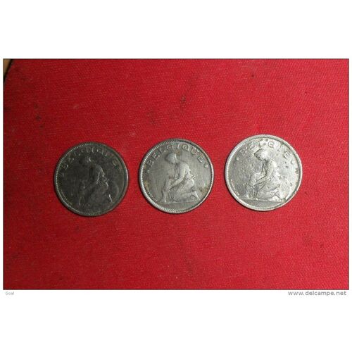 Lot De 3 Monnaies De 1 Franc Belgique Avec Date Qui Se Suivent En Tb.