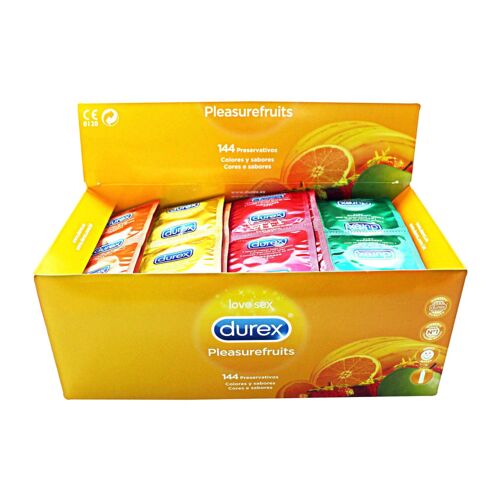 Préservatifs Durex - Fruits De Plaisir - Grande Boîte 144 Pcs. - Lisse, Coloré, Lubrifié, Aromatisé Et Avec Dépôt.