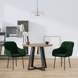 vidaXL Chaises de salle à manger 2 pcs Vert foncé Velours