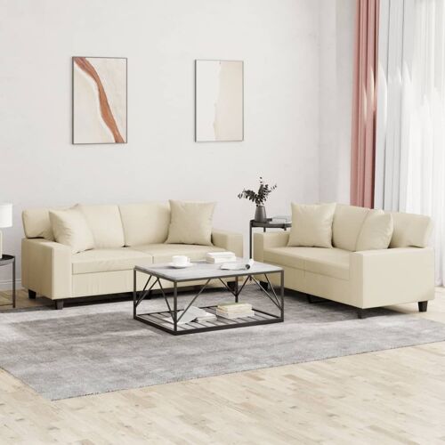vidaXL Ensemble de canapés 2 pcs avec coussins crème similicuir