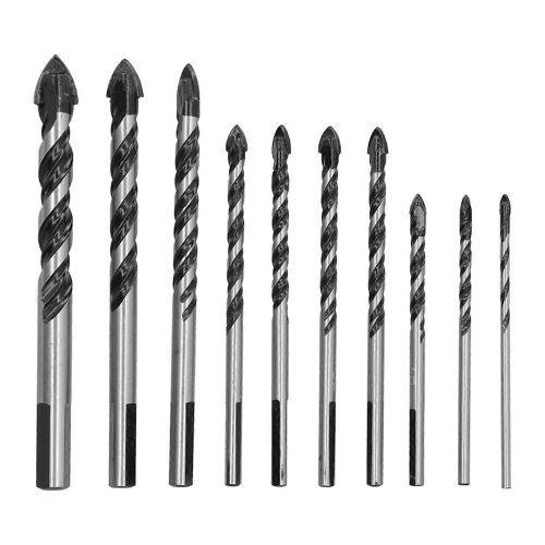 Foret en carbure cémenté Ensemble d'outils de perçage de trou à double cannelure unique pour carrelage en verre10Pcs Set