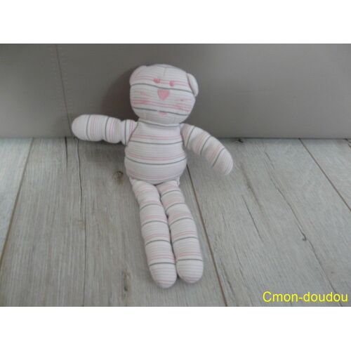 Chat Bout Chou Blanc Rayures Roses Et Grises