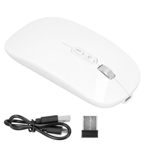 Souris optique sans fil 2.4Ghz Bluetooth 5.0 Souris de charge double mode compatible avec Game OfficeWhite-YM