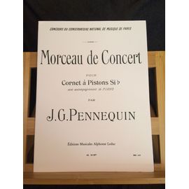 J.G. Pennequin Morceau De Concert Pour Cornet Sib Et Piano Partition Leduc