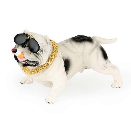 Figurine De Chien Résine Simulé Exquis Mignon Chien Statue Voiture Décoration Intérieure Tableau De Bord Ornement Blanc