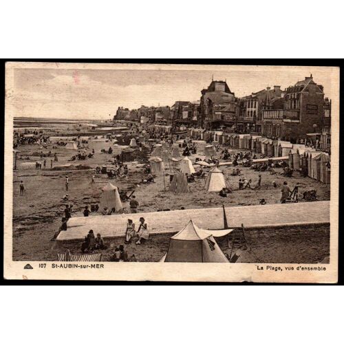 Carte Postale Ancienne, France, Seine Maritime ( 76 ), Saint Aubin Sur Mer, La Plage