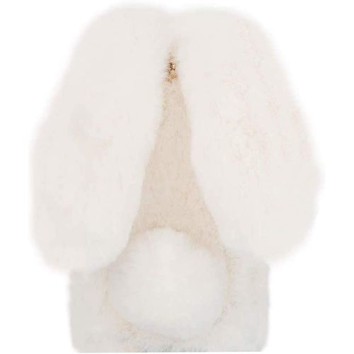 Coque Pour Iphone 14 Plus 3d Lapin Poilu Fourrure Animal Design Case Motif Dr?Le Bumper Cuir Kawaii Cover - Blanche