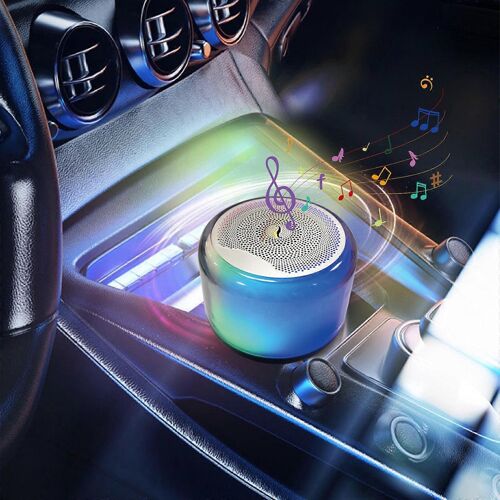 Mini haut-parleur Bluetooth, stéréo Bluetooth sans fil, subwoofer fort effet sonore lumière multicolore petite stéréo