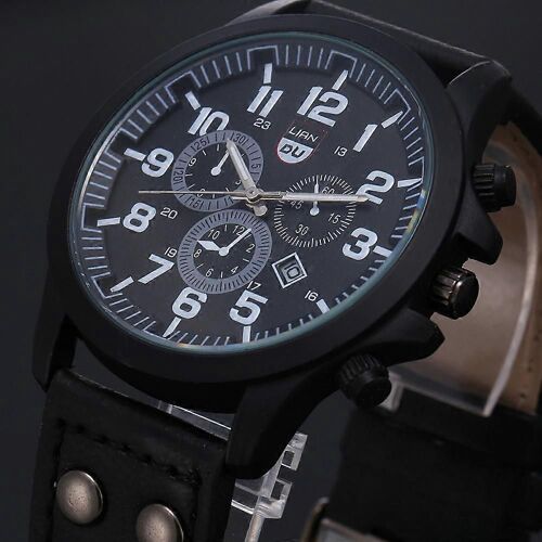 Montres Hommes Militaire En Cuir Date Quartz Analogique Hommes Quartz Montres-Bracelets Hommes Montres Hommes