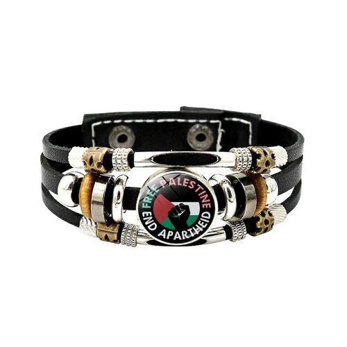 Bracelets Drapeau Palestinien Cuir Bracelet Punk Vintage Perles Bracelet Artisanat Populaire Petit Article Liquidation