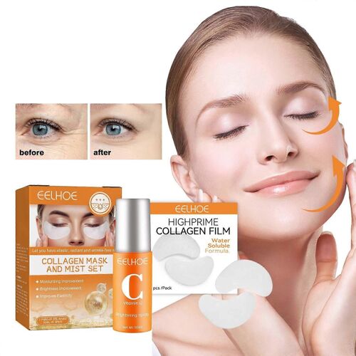 Kit Film Et Spray Collagène, Film Soluble Collagène, Masque Facial Anti-Rides Et Raffermissant (1 Set) 50ml