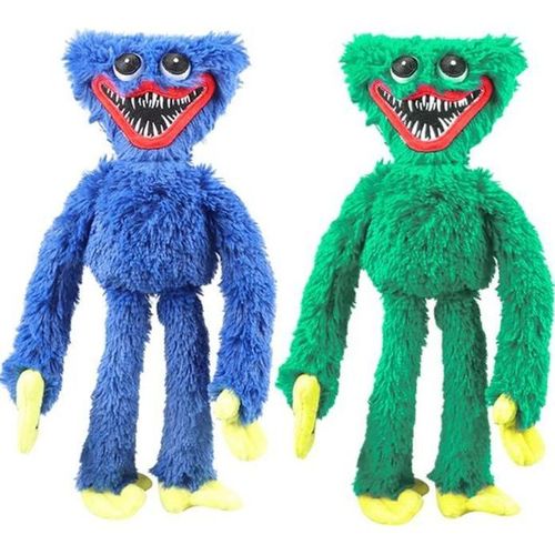 Lot de 2 Peluches Poppy Playtime Huggy Wuggy Poupée - Bleu et vert 40cm