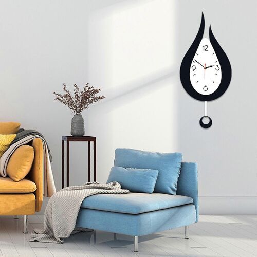 Grande horloge murale moderne de balancement, horloges de salon Décoration silencieuse de goutte d'eau acrylique murale adaptée à la maison chambre à coucher cuisine bureau 20.4 9.4 pouces