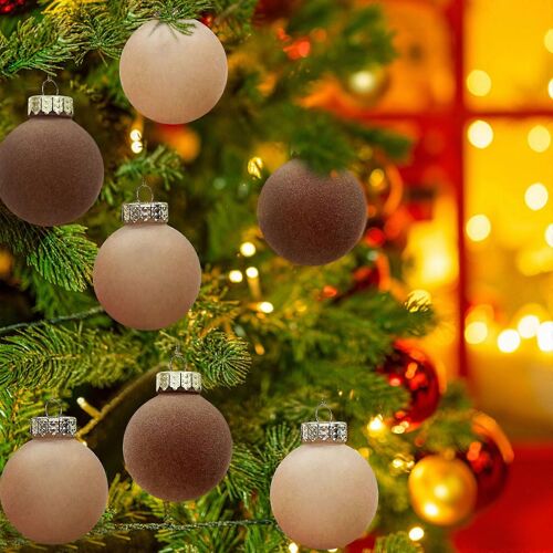 Cauchemar avant Noël 12 pcs velours boules de Noël floqué arbre de Noël boules boules en plastique Noël décoratifs ornements suspendus Christ