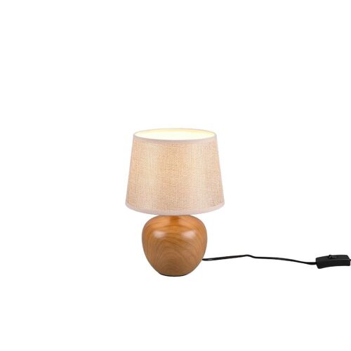 Reality Luxor Lampe De Table Moderne Luxor 18 Cm Avec Abat-Jour Rond Conique Imitation Bois